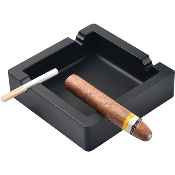 Cigar Ashtray Big Ashtrays for Cigarettes Patio Outdoors Large Black 4 Dual-use - Picture 3 of 7